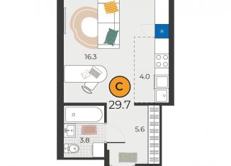 Продажа квартиры студии, 29.7 м2, Тюмень, Восточный округ, улица Мельникайте, 151к1