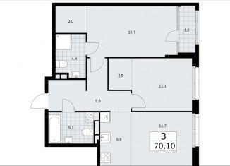 Продаю трехкомнатную квартиру, 70.1 м2, Москва, район Сокол, улица Зорге, 25с2