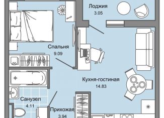 2-комнатная квартира на продажу, 34 м2, Ульяновск, жилой комплекс Светлые кварталы, 2, Заволжский район