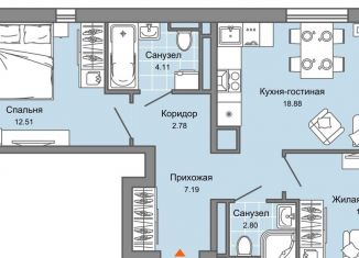 Продам трехкомнатную квартиру, 61 м2, Ульяновск, жилой комплекс Светлые кварталы, 2