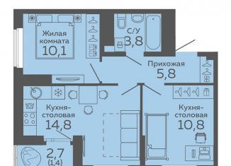 Продам двухкомнатную квартиру, 46.7 м2, Екатеринбург, Октябрьский район