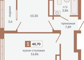 Продается однокомнатная квартира, 40.7 м2, Свердловская область