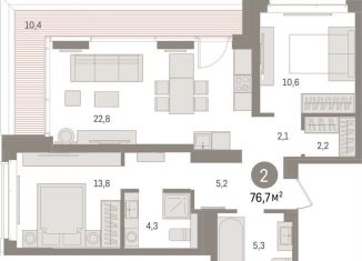 Продам 2-комнатную квартиру, 76.7 м2, Тюмень