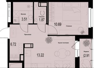 1-комнатная квартира на продажу, 37.5 м2, Мурино