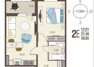 Продам 1-комнатную квартиру, 39.7 м2, Курск, проспект Надежды Плевицкой, 4