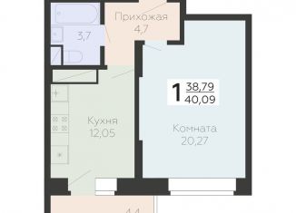 Продается однокомнатная квартира, 40.1 м2, Подольск, Садовая улица, 3к1, ЖК Московский