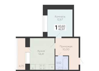 Продается однокомнатная квартира, 43 м2, Самара, метро Юнгородок, 3-й квартал, 8
