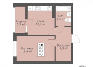 Продается однокомнатная квартира, 39.7 м2, Ставрополь