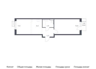 1-комнатная квартира на продажу, 49.3 м2, Московская область