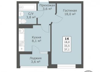 Продажа однокомнатной квартиры, 37.1 м2, Ставрополь, Промышленный район