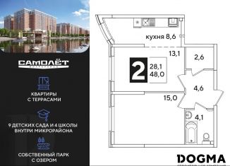 Продажа двухкомнатной квартиры, 48 м2, Краснодар