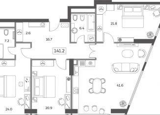 Продам четырехкомнатную квартиру, 143.5 м2, Москва, Мытная улица, 40к1, ЖК Скай Хаус