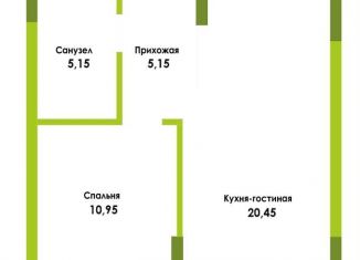 Продам 1-комнатную квартиру, 42.1 м2, Астраханская область