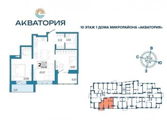 Двухкомнатная квартира на продажу, 54.9 м2, Брянск, Бежицкий район