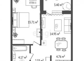 Продажа 2-комнатной квартиры, 41.8 м2, Тюмень