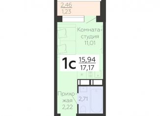 1-комнатная квартира на продажу, 17.2 м2, Воронеж, улица Независимости, 78