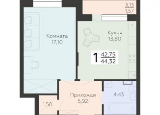 Продается однокомнатная квартира, 44.3 м2, Воронеж, улица Независимости, 78