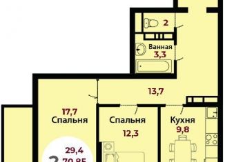 Двухкомнатная квартира на продажу, 70.9 м2, Краснодар, Душистая улица, 77к1, ЖК Дуэт