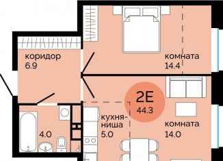 Продам 2-комнатную квартиру, 44.3 м2, Пермь, улица Яблочкова, 5к4, Свердловский район