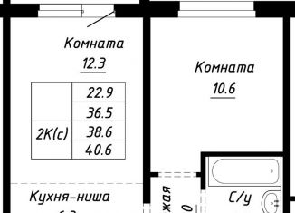 Продажа двухкомнатной квартиры, 38.6 м2, Барнаул, Индустриальный район