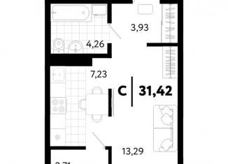 Продаю 1-ком. квартиру, 31.4 м2, Тюмень