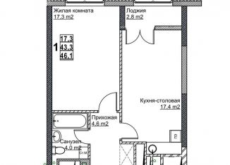Продается 1-комнатная квартира, 46.1 м2, Нижний Новгород, метро Стрелка