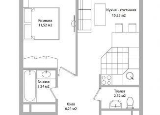 Продам 2-комнатную квартиру, 39 м2, Московская область, Троицкая улица, 3Г