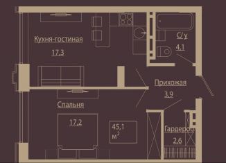 Продажа двухкомнатной квартиры, 44.9 м2, Новосибирск, улица Чаплыгина, 54