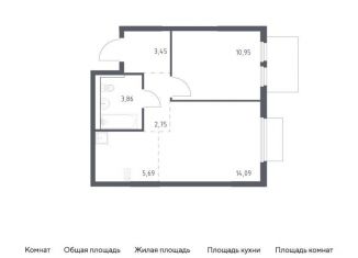 Однокомнатная квартира на продажу, 40.8 м2, деревня Мисайлово, Каширское шоссе - Молоково - Андреевское