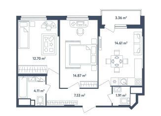 Продается 3-ком. квартира, 57.4 м2, поселок Мещерино