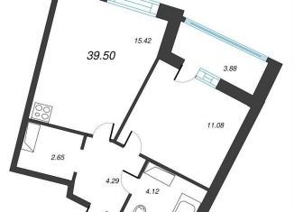 Продажа 1-комнатной квартиры, 41.4 м2, Мурино