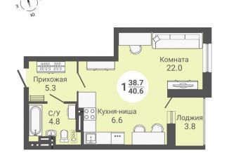 Продам квартиру студию, 42.5 м2, Новосибирская область, улица Петухова, 168с2