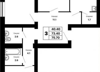 Продажа трехкомнатной квартиры, 75.7 м2, Самара, проспект Карла Маркса, 313, метро Безымянка