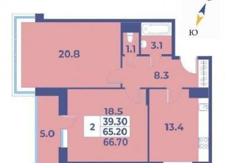 Продается 2-комнатная квартира, 66.7 м2, поселение Первомайское, жилой комплекс Эдельвейс, к5Б