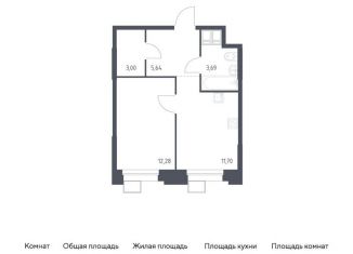 Однокомнатная квартира на продажу, 36.3 м2, поселение Мосрентген, многофункциональный комплекс Тропарево Парк, к2.2