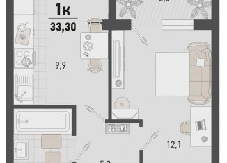 Продажа 1-комнатной квартиры, 33.3 м2, Новороссийск