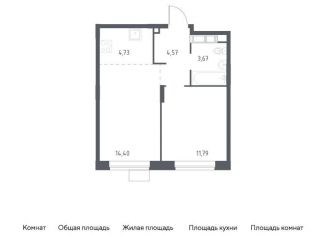 1-комнатная квартира на продажу, 39.2 м2, Балашиха, жилой квартал Новоград Павлино, к34