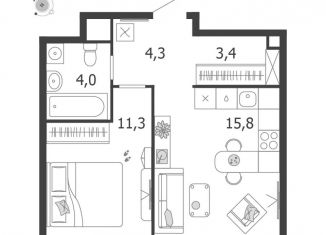 Продается 1-комнатная квартира, 38.8 м2, Москва, 3-я очередь, к6, метро Технопарк