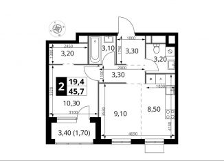 2-комнатная квартира на продажу, 45.7 м2, Химки