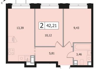 Продаю 2-комнатную квартиру, 42.2 м2, Московская область