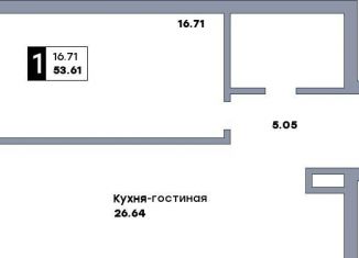 Продажа 1-комнатной квартиры, 53.6 м2, Самара, метро Российская