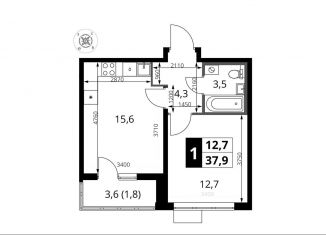 Продажа однокомнатной квартиры, 37.9 м2, Химки