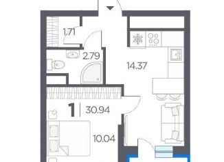 Продам 1-комнатную квартиру, 30.9 м2, Рязанская область
