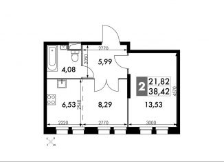 2-комнатная квартира на продажу, 38.4 м2, Москва, ЗАО, жилой комплекс Движение. Говорово, к1