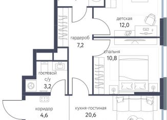 3-комнатная квартира на продажу, 62.9 м2, Москва, станция Бульвар Рокоссовского, Тагильская улица, 2к1
