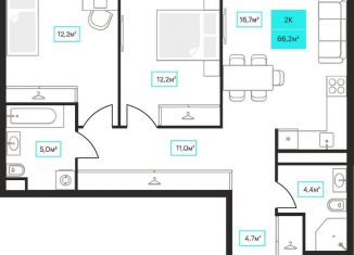 Продажа двухкомнатной квартиры, 66.2 м2, Тюмень, Червишевский тракт, 23с10