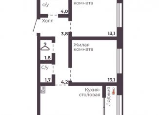 Продается двухкомнатная квартира, 59 м2, Челябинск