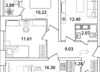 Продажа 3-комнатной квартиры, 68.6 м2, Санкт-Петербург, Калининский район
