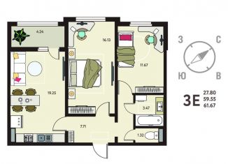 Продажа двухкомнатной квартиры, 61.7 м2, Липецкая область