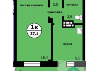 Продается однокомнатная квартира, 37.1 м2, Красноярский край, Вишнёвая улица